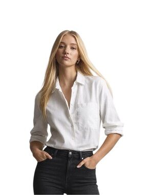 Quince Organic Cotton Relaxed Oxford Button Down Shirt Size S 